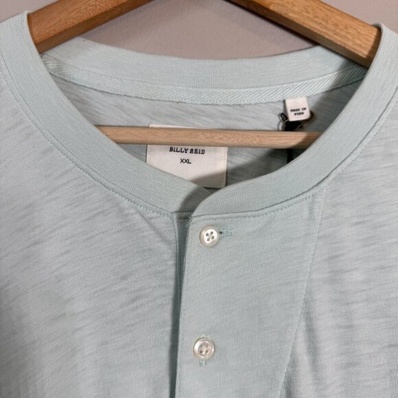 Billy Reid Short Sleeve Organic Cotton Henley Tee T-Shirt Mens XXL Pale Blue NWT - Picture 7 of 16